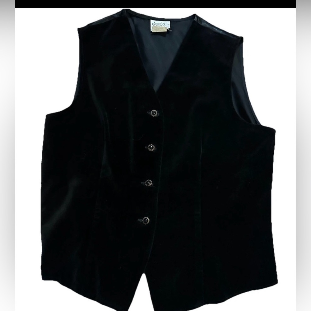 EUC Vintage Jessica Scott Large Velvet Vest Cotton Made In USA